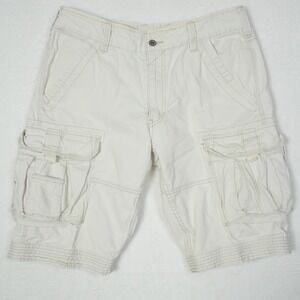 Levis Cargo Shorts Men's 32 Cream Baggy Ripstop Pocket Skater Utility Grudge Y2K